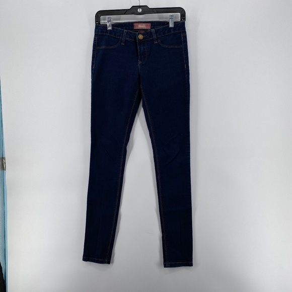 Brazil Jeans Womens Size Small Low Rise Jeggings Blue Denim Stretchy Zip Button - Picture 1 of 12